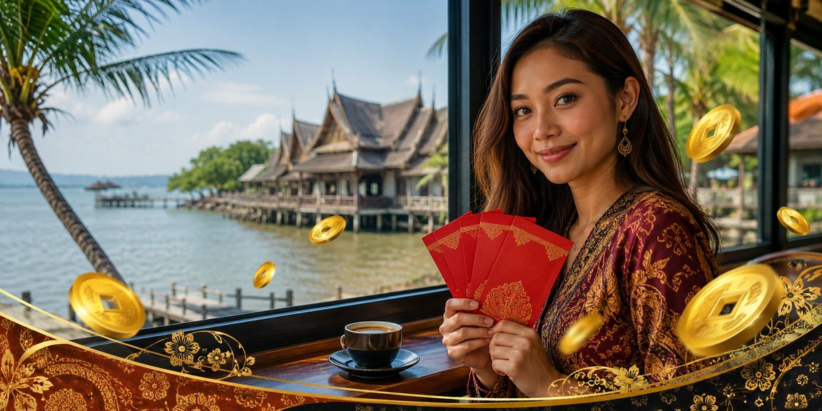 Sampul merah dan batik Sarawak mewakili promosi perayaan kriket dan bonus istimewa